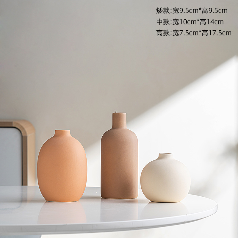 Eucalyptus Preserved - Nordic Morandi Matte Ceramic Vase Minimalist